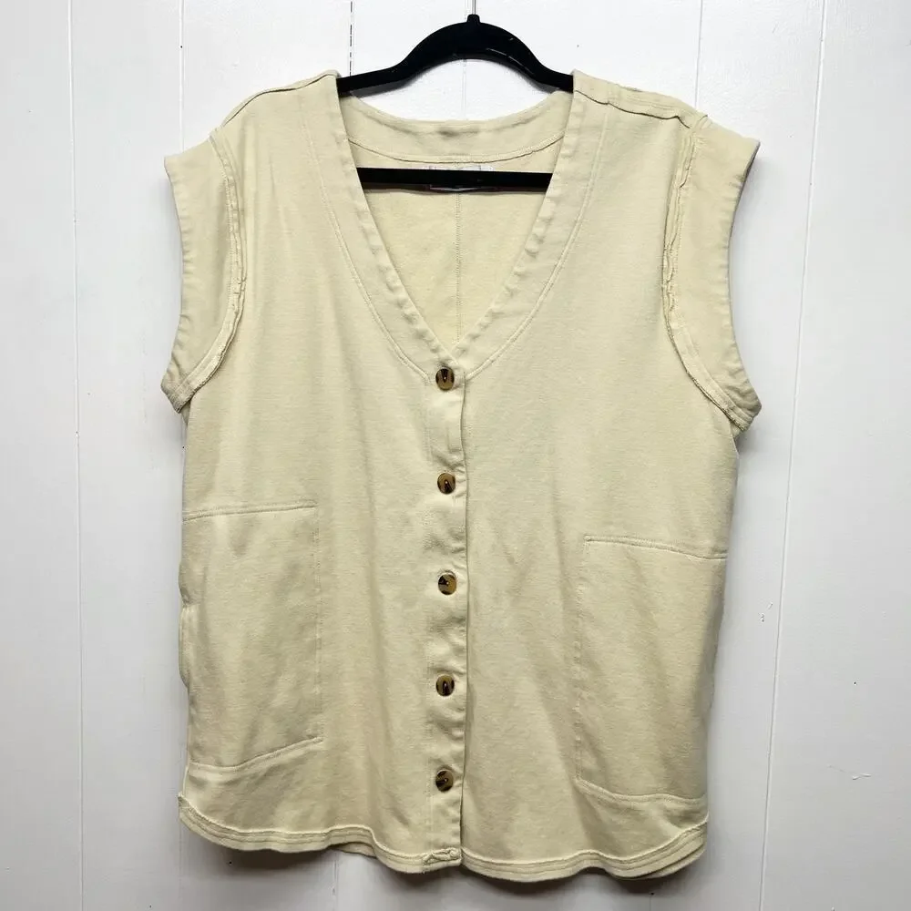 Free People Beach Womens Cardigan Small Cotton Oversized Boho Minimalist Relaxed